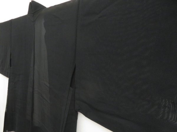 Photo2: 5321T02z280 Vintage Japanese Kimono Silk See through HAORI Wave Black (2)