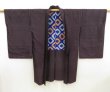 Photo1: 5321T03z400 Antique Japanese Kimono Silk HAORI Flower Grape-Brown (1)