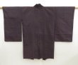 Photo3: 5321T03z400 Antique Japanese Kimono Silk HAORI Flower Grape-Brown (3)