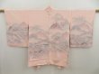 Photo1: 5321T04z610 Vintage Japanese Kimono Silk HAORI Scenery Pink (1)