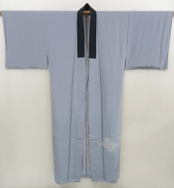 Photo3: 5326T01z480  Japanese Kimono Silk Men's JUBAN  Dull light blue (3)