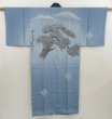Photo1: 5326T02z390  Japanese Kimono Silk Men's JUBAN Pine Steel blue (1)