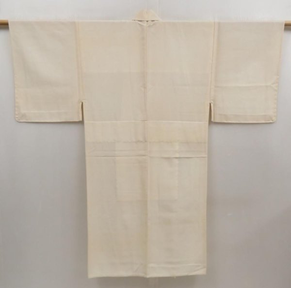 Photo1: 5326T04z610 Vintage Japanese Kimono Silk Men's JUBAN Plain Off-white (1)