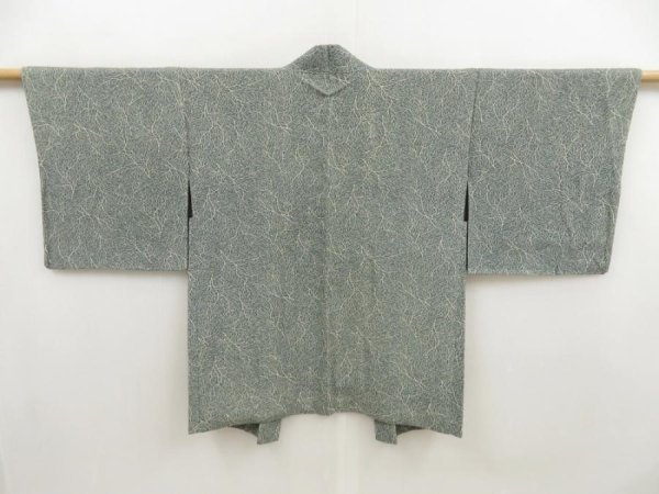 Photo1: 5326T05z530 Vintage Japanese Kimono Silk HAORI Branch Celadon (1)
