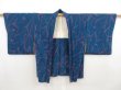 Photo5: 5326T06z590 Vintage Japanese Kimono Silk HAORI Flower Navy (5)