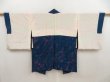 Photo6: 5326T06z590 Vintage Japanese Kimono Silk HAORI Flower Navy (6)