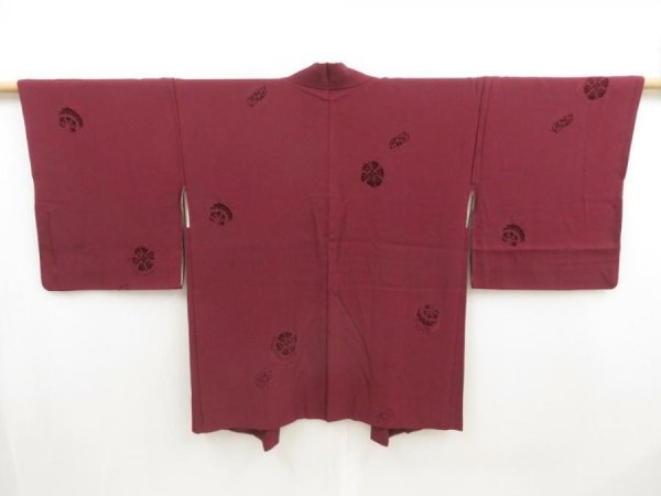 Photo1: 5326T09z610 Vintage Japanese Kimono Silk HAORI  Dark grape (1)