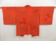 Photo1: 5326T10z580 Vintage Japanese Kimono Silk HAORI Flower Orange-Red (1)