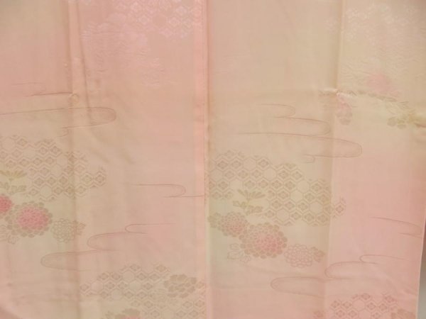 Photo4: 5326T13z610 Vintage Japanese Kimono Silk JUBAN Chrysanthemum Pink (4)