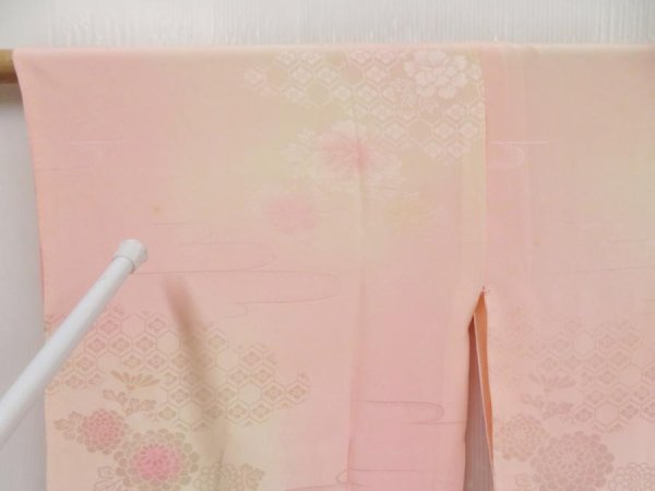 Photo5: 5326T13z610 Vintage Japanese Kimono Silk JUBAN Chrysanthemum Pink (5)