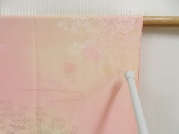 Photo6: 5326T13z610 Vintage Japanese Kimono Silk JUBAN Chrysanthemum Pink (6)