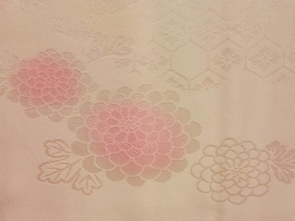 Photo7: 5326T13z610 Vintage Japanese Kimono Silk JUBAN Chrysanthemum Pink (7)
