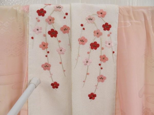 Photo8: 5326T13z610 Vintage Japanese Kimono Silk JUBAN Chrysanthemum Pink (8)