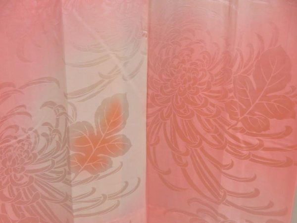 Photo3: 5326T14z630  Japanese Kimono Silk FURISODE JUBAN Chrysanthemum Pink (3)