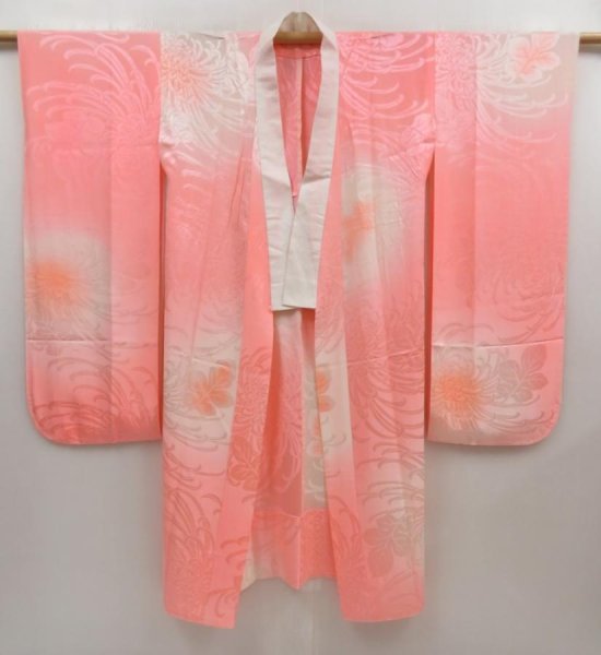Photo8: 5326T14z630  Japanese Kimono Silk FURISODE JUBAN Chrysanthemum Pink (8)