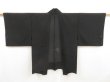 Photo1: 5327T01z270 Vintage Japanese Kimono Silk See through HAORI Bamboo grass Black (1)