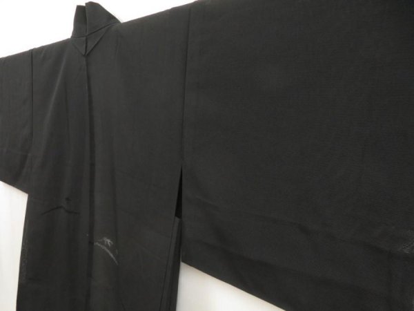 Photo2: 5327T01z270 Vintage Japanese Kimono Silk See through HAORI Bamboo grass Black (2)