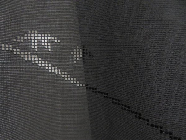 Photo4: 5327T01z270 Vintage Japanese Kimono Silk See through HAORI Bamboo grass Black (4)