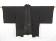 Photo1: 5327T03z260 Vintage Japanese Kimono Silk See through HAORI Flower Black (1)