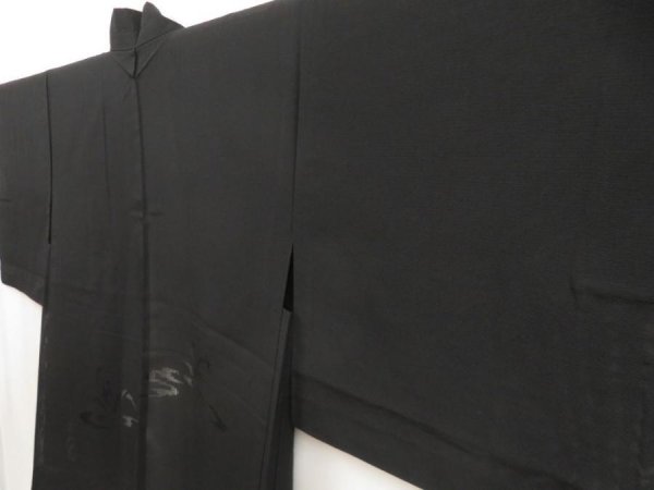 Photo2: 5327T03z260 Vintage Japanese Kimono Silk See through HAORI Flower Black (2)