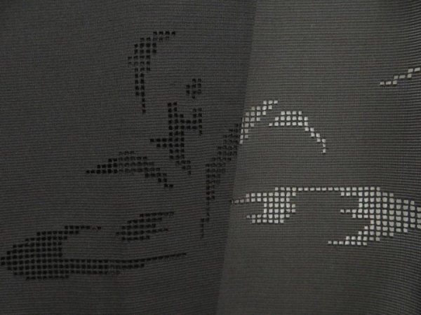 Photo4: 5327T03z260 Vintage Japanese Kimono Silk See through HAORI Flower Black (4)