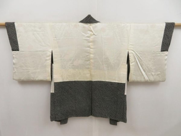 Photo6: 5327T04z710 Vintage Japanese Kimono Silk SHIBORI HAORI Branch Black (6)