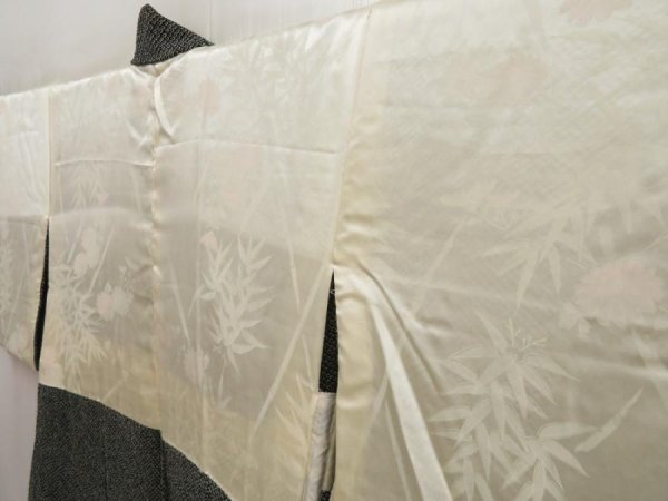Photo7: 5327T04z710 Vintage Japanese Kimono Silk SHIBORI HAORI Branch Black (7)