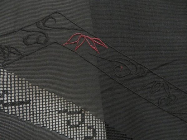 Photo4: 5327T05z270 Vintage Japanese Kimono Silk See through HAORI  Black (4)