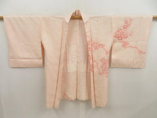 Photo5: 5327T06z500 Vintage Japanese Kimono Silk SHIBORI HAORI Flowers Off-white (5)