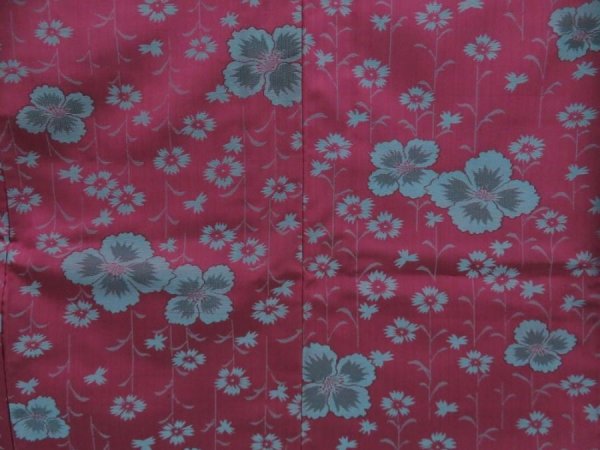 Photo5: 5327T07z730 Vintage Japanese Kimono Silk TSUMUGI Flower Dark grape (5)