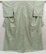 Photo1: 5327T08z710 Vintage Japanese Kimono Silk TSUMUGI Flower Light green (1)