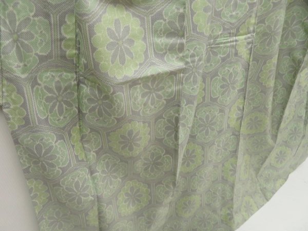 Photo3: 5327T08z710 Vintage Japanese Kimono Silk TSUMUGI Flower Light green (3)