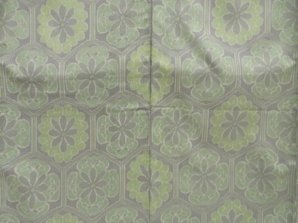 Photo5: 5327T08z710 Vintage Japanese Kimono Silk TSUMUGI Flower Light green (5)