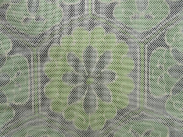 Photo6: 5327T08z710 Vintage Japanese Kimono Silk TSUMUGI Flower Light green (6)
