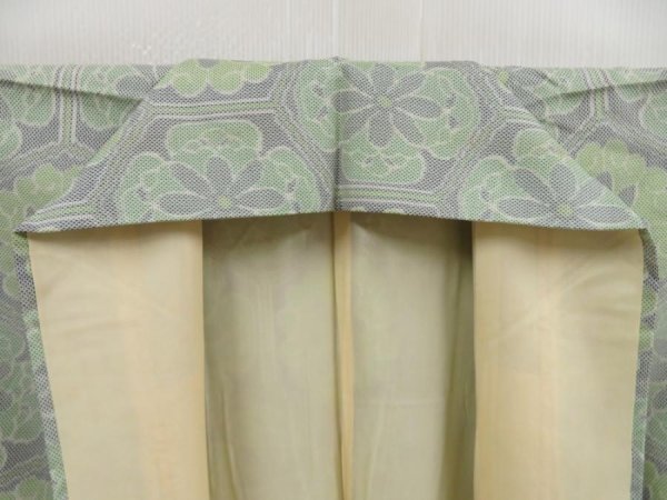 Photo7: 5327T08z710 Vintage Japanese Kimono Silk TSUMUGI Flower Light green (7)