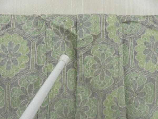 Photo8: 5327T08z710 Vintage Japanese Kimono Silk TSUMUGI Flower Light green (8)