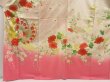 Photo5: 5327T13z1140 Vintage Japanese Kimono Silk FURISODE Peacock Light pink (5)