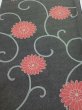 Photo1: 4L01z60  Japanese Kimono Silk  FABRIC Chrysanthemum Black 47.2x14.6 (1)