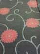 Photo1: 4L02z60  Japanese Kimono Silk  FABRIC Chrysanthemum Black 47.2x14.6 (1)