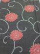 Photo1: 4L04z90  Japanese Kimono Silk  FABRIC Chrysanthemum Black 65.0x14.6 (1)