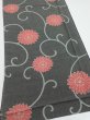 Photo2: 4L06z90  Japanese Kimono Silk  FABRIC Chrysanthemum Black 65.0x14.6 (2)