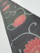 Photo1: 4L07z40  Japanese Kimono Silk  FABRIC Chrysanthemum Black 59.1x7.3 (1)