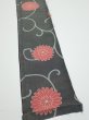 Photo2: 4L07z40  Japanese Kimono Silk  FABRIC Chrysanthemum Black 59.1x7.3 (2)