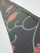 Photo1: 4L08z40  Japanese Kimono Silk  FABRIC Chrysanthemum Black 59.8x7.3 (1)