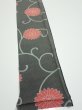Photo2: 4L08z40  Japanese Kimono Silk  FABRIC Chrysanthemum Black 59.8x7.3 (2)