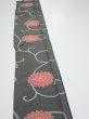 Photo3: 4L08z40  Japanese Kimono Silk  FABRIC Chrysanthemum Black 59.8x7.3 (3)