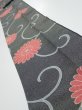 Photo1: 4L09z60  Japanese Kimono Silk  FABRIC Chrysanthemum Black 85.8x7.1 (1)