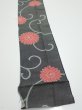 Photo2: 4L09z60  Japanese Kimono Silk  FABRIC Chrysanthemum Black 85.8x7.1 (2)
