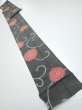 Photo5: 4L09z60  Japanese Kimono Silk  FABRIC Chrysanthemum Black 85.8x7.1 (5)