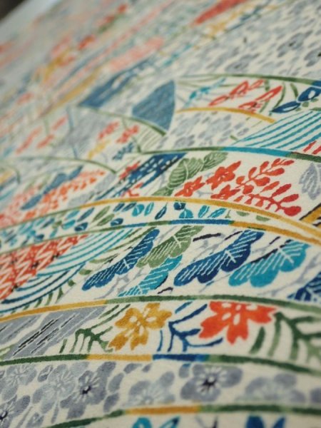 Photo4: 4L01z60  Japanese Kimono Silk  FABRIC Noshi Off-white 43.7x14.8 (4)